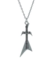 Metallica Elektro Gitar  Zincir Kolye - Gümüş Kaplama - Erkek Kadın Kolye - Kod:1075