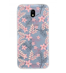 Samsung Galaxy J5 Pro Kapak Floral Kırmızı Tasarımlı Şeffaf Silikon Kılıf