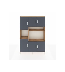 Arges Dolap 9 Raflı 6 Kapaklı 132x30x195 Çam-Antrasit/Çam