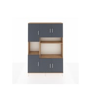 Arges Dolap 9 Raflı 6 Kapaklı 132x30x195 Çam-Antrasit/Çam