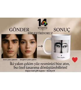 Stüdyo 14 Kişiye Özel Fotoğraflı Kupa Split Göz Tasarımı + İstediğiniz Mesajla Seramik Kupa Mug