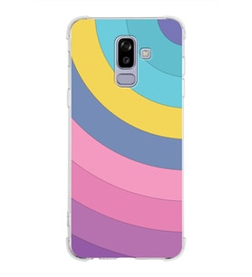 Samsung Galaxy J8 (2018)  Köşe Korumalı Antişok Kapak Renk Cümbüşü Tasarımlı  Silikon Kılıf (Şeffaf)