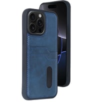 iPhone 14 Pro Max Kılıf Sara Kartvizitli Deri Kılıf - Lacivert