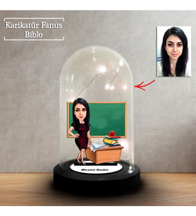 Kişiye Özel Karikatür Kadın Öğretmen Tasarımlı Fanus Biblo, Öğretmene Hediye, Öğretmenler Günü, Öğretmenler Günü Hediyesi,, FN233