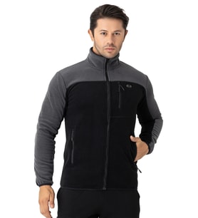 Crozwise Erkek Tam Fermuarlı Polar Sweat Siyah 6051-10