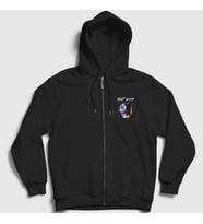 Presmono Unisex Siyah Random Daft Punk Fermuarlı Kapüşonlu Sweatshirt 60330tt