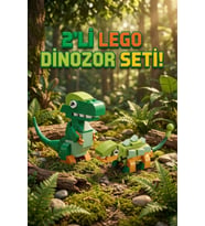 2'li Dinozor Blok Seti - T-Rex ve Ankylosaurus Yapboz Oyuncak (133 Parça) - Lego Uyumlu Eğitici Set