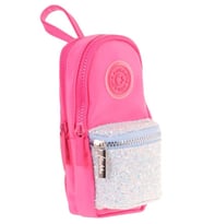 Kaukko Çanta Şekilli Kız Çocuk Üç Bölmeli Kalemlik - Pembe - Taşlı - K2722 (Çok Renkli)