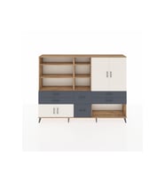 Arges Dolap 10 Raflı 6 Çekmeceli 4 Kapaklı 220x30x163 Çam-Aytaşı/Antrasit