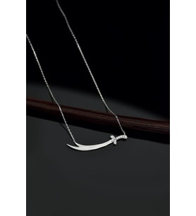 Papatya Silver 925 Ayar Gümüş Taşlı Zülfikar Kılıç Kolye (Gümüş)