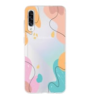 Samsung Galaxy A30s Uyumlu Kapak Karışık Renkler Tasarımlı Şeffaf Silikon Kılıf