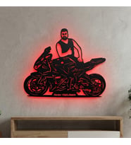Kişiye veya Fotoğrafa Özel Led Işıklı Ahşap Hediyelik Motosiklet Tabloları, Dekor