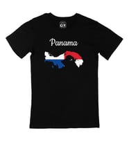 Panama Haritalı ve Bayraklı Siyah Tişört