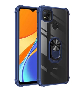 Xiaomi Redmi 9C Kılıf Şeffaf Sararmaz Yüzüklü Mola Kapak (Lacivert)