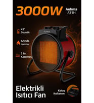 Auhma AT1H Yeşil 3000W PTC Elektrikli Isıtıcı Fan Termostatlı ve Güvenli Isıtma