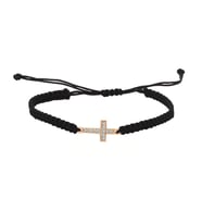 Gümüş Siyah İpli Rose Cross Bileklik