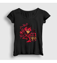 Presmono Kadın Siyah Alastor Hazbin Hotel T-Shirt 437728tt