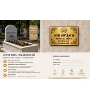 Kişiye Özel Metal Mezar İsimliği 15x20 cm – Paslanmaz Metal Levha –Baskılı Mezarlık Levhası
