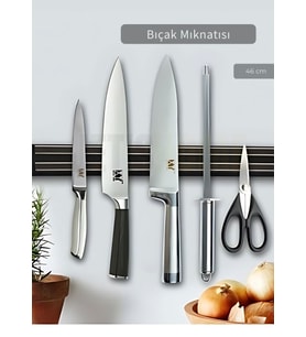 Bıçak Mıknatısı Askısı 46 cm Kalın Duvar Standı Çelik Bıçak Tutucu
