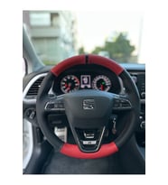 Seat Leon Style Araca Özel Direksiyon Kılıfı (Nokta Kırmızı Piona Black Yüzük)