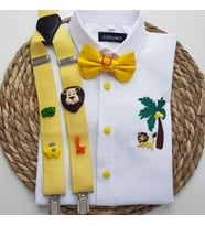 cool partyshop sarı saferi konseptli erkek çocuk askı papyon gömlek