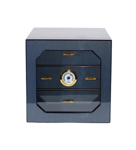 PremiumQuality Teresina Siyah Karbon Desenli Sedir Humidor Puro Kutusu (Karışık)