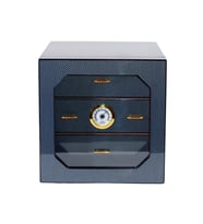 PremiumQuality Teresina Siyah Karbon Desenli Sedir Humidor Puro Kutusu (Karışık)