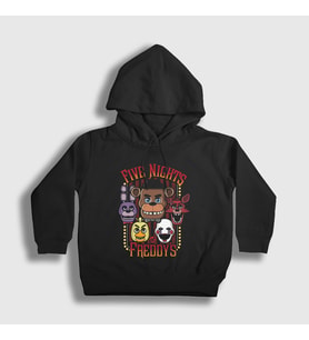 Presmono Unisex Çocuk Siyah Faces Fnaf Five Nights At Freddy's Kapüşonlu Sweatshirt 469307tt