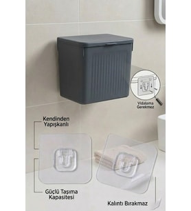 Banyo Çöp Kovası ve Klozet Fırçası Duvara Yapıştırmalı