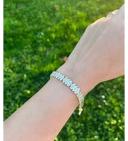 14K Desenli Dizilim Taşlı Bileklik