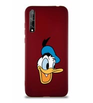 Huawei Y8P Soft Premier Kapak Donald Duck-A Tasarımlı Silikon Kılıf - Mürdüm (Şeffaf)