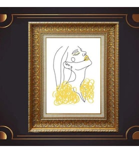 Gold Altın Kalın Çerçeveli Paspartulu Tablo c953