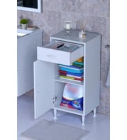 Eliusta Fre 45 cm Çok Amaçlı Dolap 1 Raflı Tek Çekmeceli Banyo Mutfak Dolabı 45x88x32,5 cm Organizer Dolap (Beyaz)