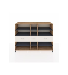 Kronos Dolap 9 Raflı 3 Çekmeceli  220x59x163 Çam-Antrasit/Aytaşı