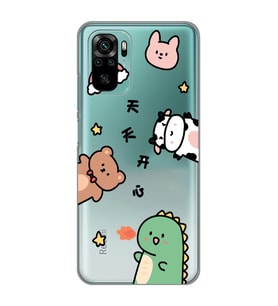 Redmi Note 10/Note 10S Uyumlu Sevimli Hayvanlar Desenli Şeffaf Telefon Kılıfı