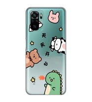 Redmi Note 10/Note 10S Uyumlu Sevimli Hayvanlar Desenli Şeffaf Telefon Kılıfı