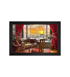 Manzara Temalı Kanvas Tablo 80 x 110 cm Siyah Çerçeve