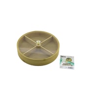 YUVARLAK 4 BÖLMELİ=2IN1=BÖLMESİZ ÇOK AMAÇLI KUTU AHŞAP BAMBU SERVİS SUNUM TEPSİ - TAHTASI 22CM (5680)