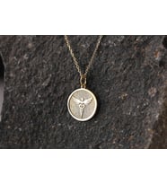 14 Ayar Altın Caduceus Sembolü Kolye, Kişiselleştirilmiş Tıbbi Haç Kolye