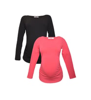 LuvmaBelly MYRA2301_2305 Hamile tshirt seti (Siyah-Pembe)