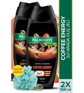 Palmolive Men Coffee 500 ml Duş Jeli x2 Adet + Duş Lifi