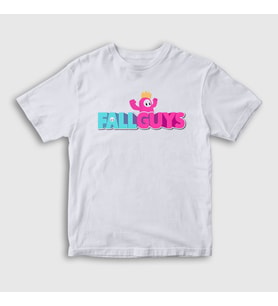 Presmono Unisex Çocuk Beyaz Logo V2 Oyun Fall Guys T-Shirt 361187tt