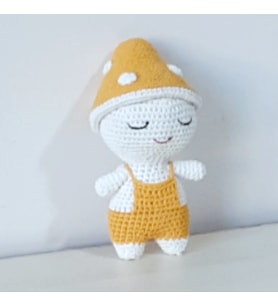 Amigurumi Örgü Oyuncak Mantar Sarı (Beyaz)