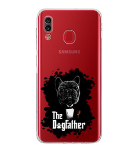 Samsung Galaxy A20  Kamera Korumalı  Kapak Dog Father Tasarımlı  Şeffaf Kılıf
