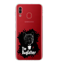 Samsung Galaxy A20  Kamera Korumalı  Kapak Dog Father Tasarımlı  Şeffaf Kılıf
