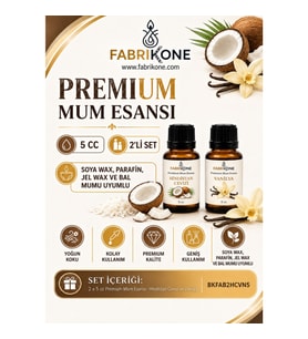 Premium Mum Esansı 5 cc 2'li Set - Hindistan Cevizi, Vanilya - Soya Wax, Parafin, Jel Wax ve Bal Mumu Uyumlu BKFAB2HCVN5