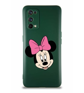 Realme 7 Pro Soft Premier Kapak Minnie Mouse-C Tasarımlı Silikon Kılıf - Yeşil (Şeffaf)