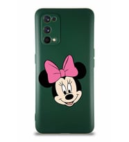 Realme 7 Pro Soft Premier Kapak Minnie Mouse-C Tasarımlı Silikon Kılıf - Yeşil (Şeffaf)