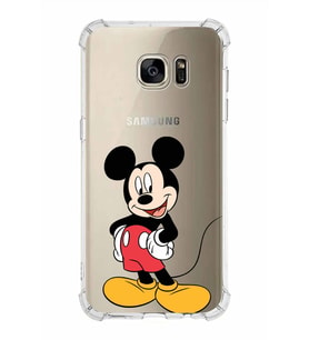 Samsung Galaxy S7 Edge  Köşe Korumalı Antişok Kapak Mickey Mouse Tasarımlı Şeffaf  Kılıf