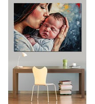 Anne Ve Bebek Sevgisi Dekoratif Kanvas - Mdf Ahşap Tablo